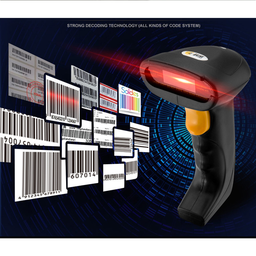 Comet GY-48 cheap 1d laser Barcode Scanner handheld device wired bar code Reader laser scanner With Stand Holder